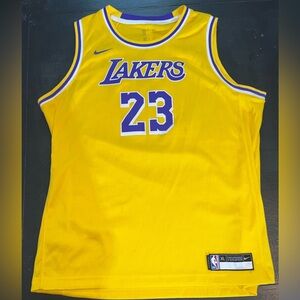 Nike LeBron James Lakers Yellow and Purple Basketball Jersey